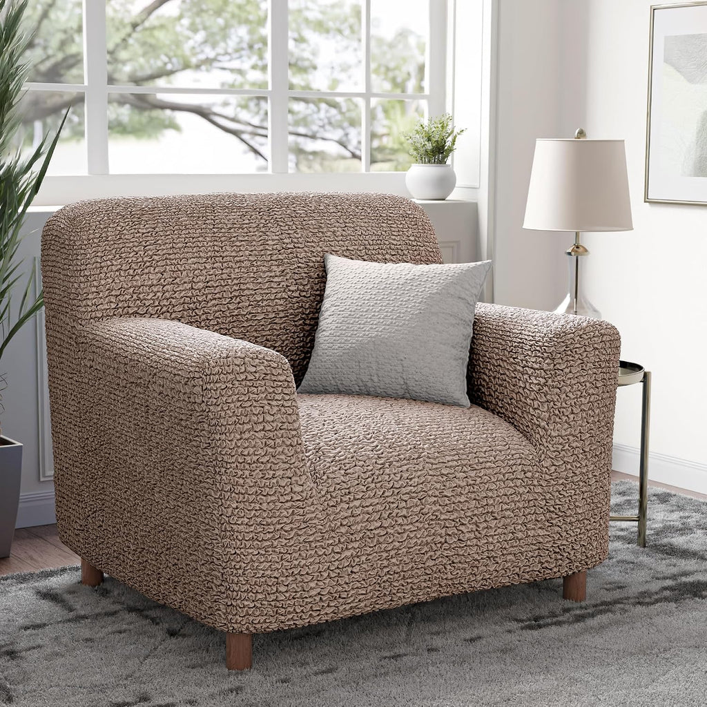 PAULATO BY GA.I.CO. Stretch Sofa Slipcover 1-Piece Elastic Couch Covers for 3-Seater & 4-Seater Sofa Loveseat Armchair Non-Slip Cover Machine Washable Protector – Marsala (21'-39' Wide)