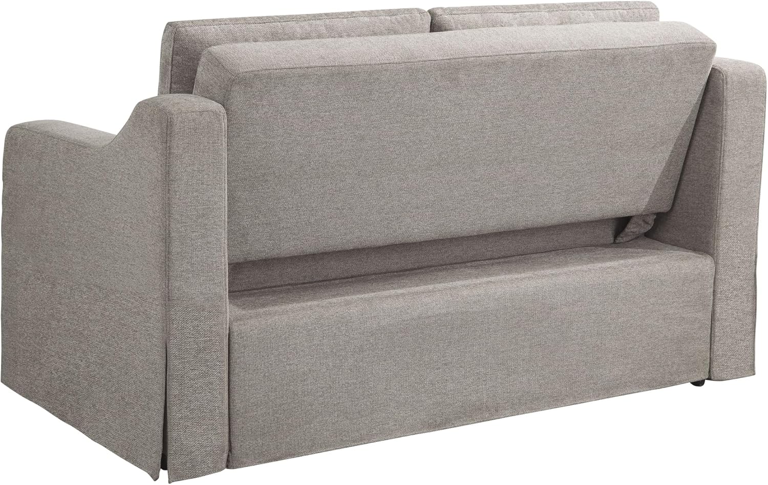 Serta Hawthorne 66.1' Slipcovered Convertible Sleeper Loveseat, Full Size, Dreamcoil Comfort, FingerGuard Pinch Point Protection, Polyester Tweed Fabric, Flax