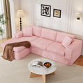 JAMFLY 105' Boneless Couches for Living Room Modular Sectional Sofa L-Shape Couch with Oversized Chaise, Cloud Couch Deep Seat Memory Foam Upholstered for Bedroom, Plush Corduroy Fabric, Baby Pink
