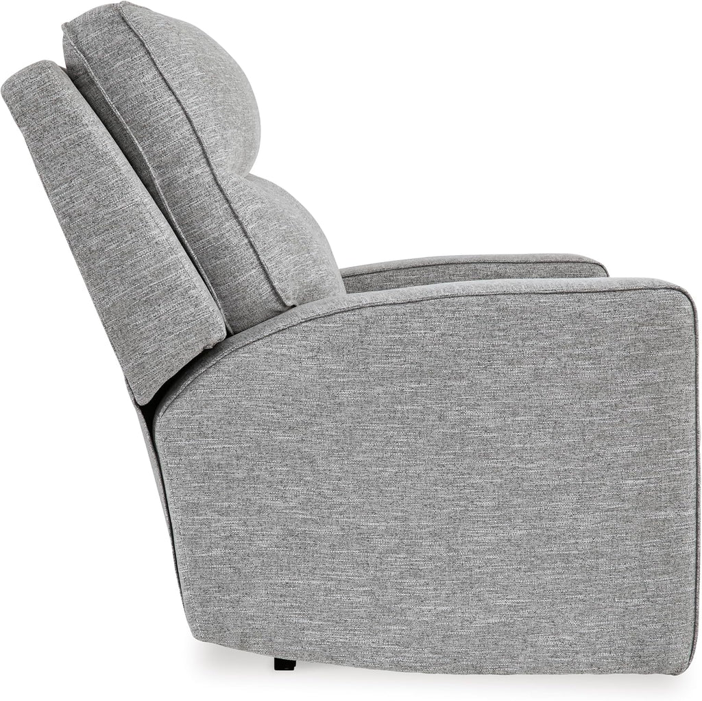 Signature Design by Ashley Biscoe Contemporary Power Recliner with Adjustable Headrest, USB Charging, Cleanable Performance Fabric, 21' Seat Height, Gray