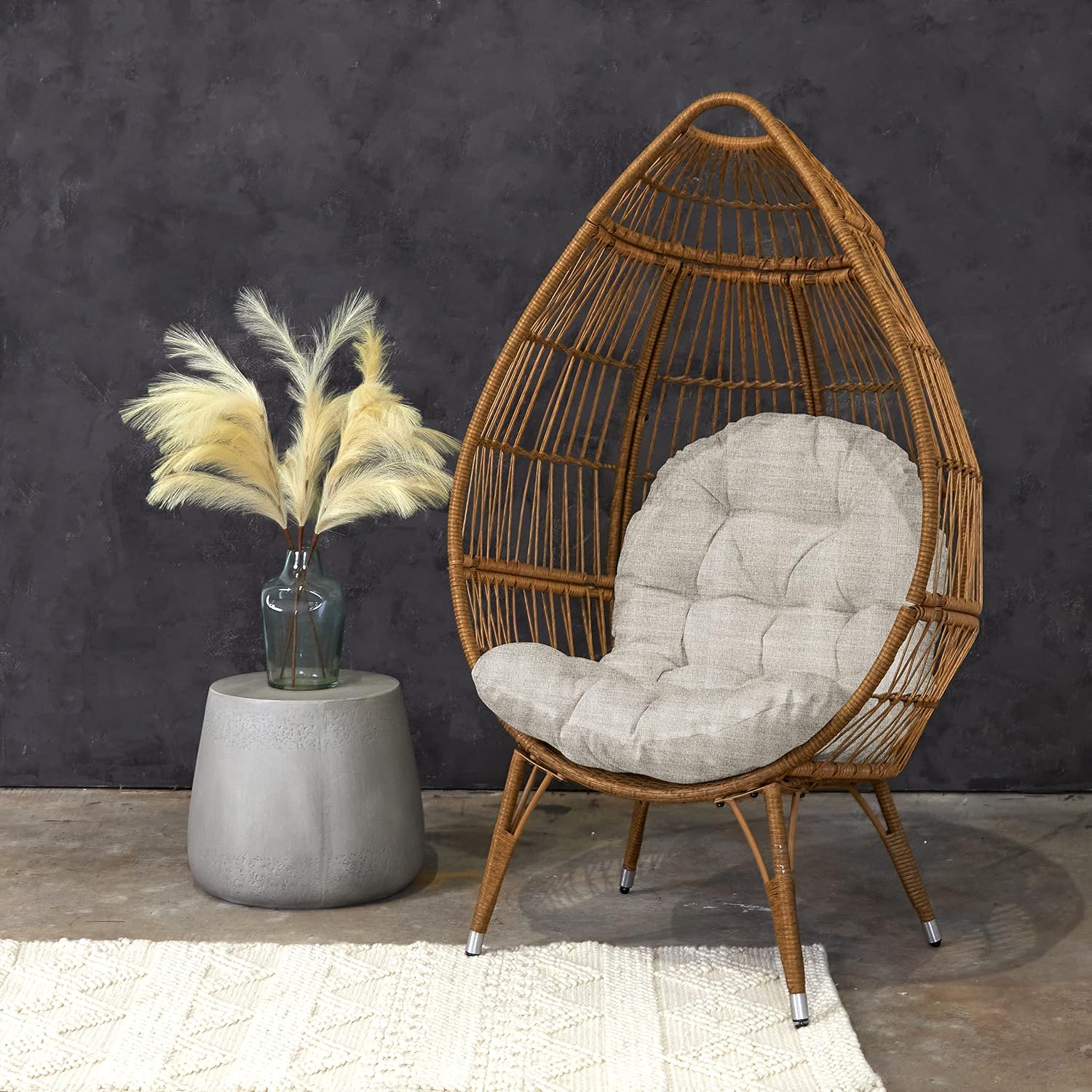 Trupedic Egg Chair Cushion, 44 x 27 x 4, Cast Silver