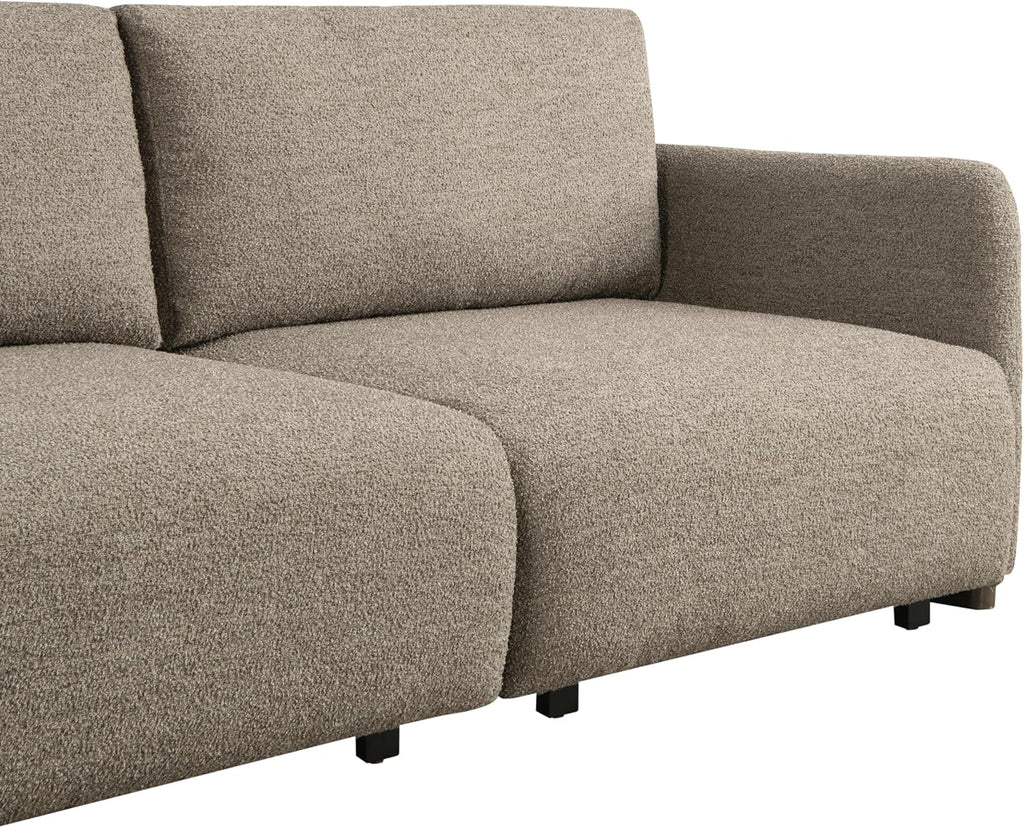 Serta Vail 86' Convertible Sleeper Sofa, Queen Size, Wall-Hugging Dreamglide Mechanism, Dreamcoil Comfort, Boucle Fabric, Brown