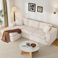 JAMFLY 105' Boneless Couches for Living Room Modular Sectional Sofa L-Shape Couch with Oversized Chaise, Cloud Couch Deep Seat Memory Foam Upholstered for Bedroom, Plush Corduroy Fabric, Cream Beige