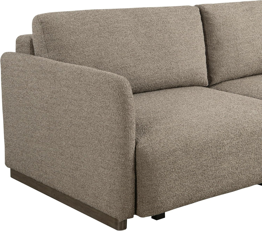 Serta Vail 86' Convertible Sleeper Sofa, Queen Size, Wall-Hugging Dreamglide Mechanism, Dreamcoil Comfort, Boucle Fabric, Brown
