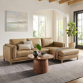 Modway Roscoe Right-Facing Sectional Sofa with Chaise in Toast - 2-Piece Faux Leather Upholstered Deep Seat Couch, L Shaped Modular for Living Room or Lounge
