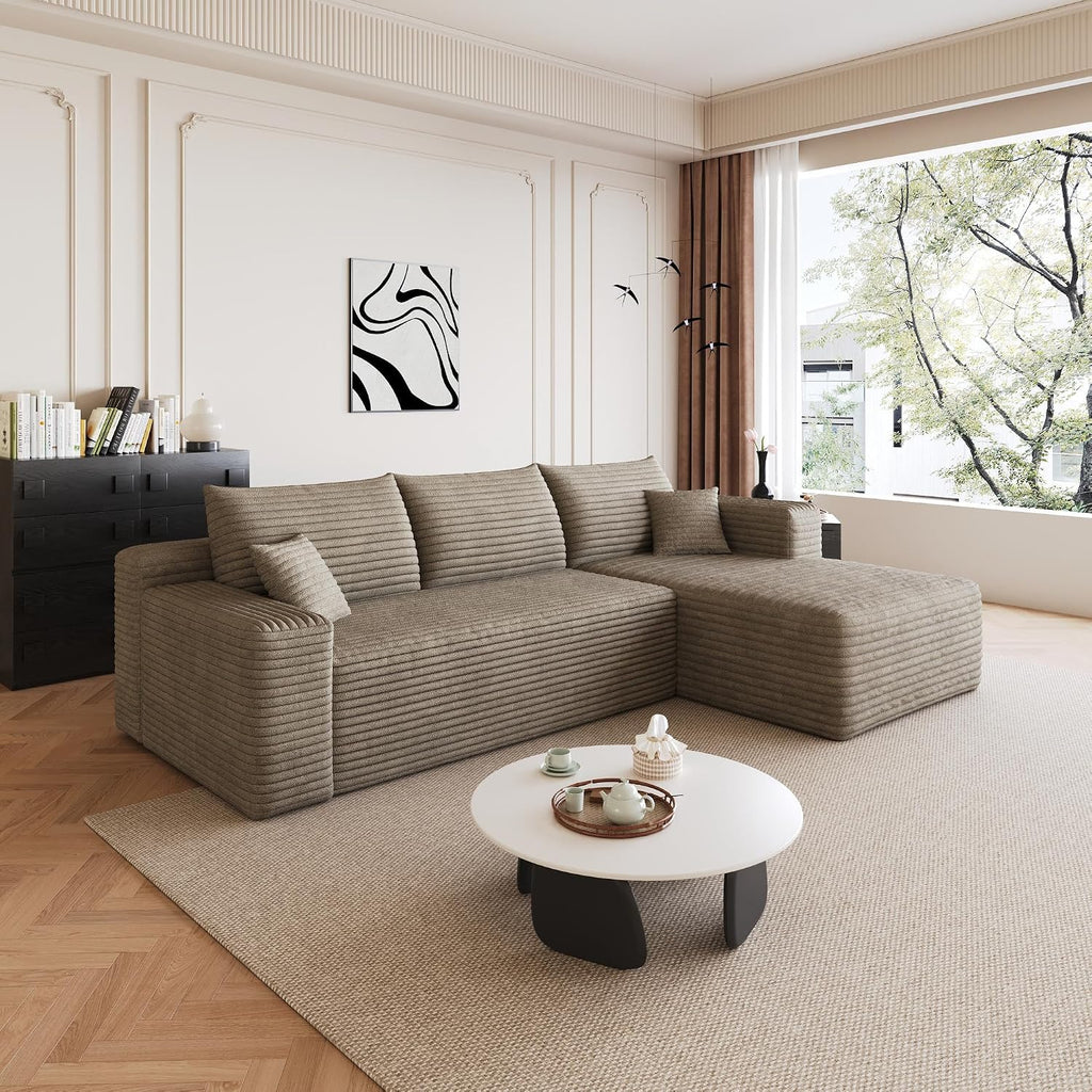 AUGOP 96' Sectional Couches for Living Room Modern Modular Sofa with L-Shape Couchs Upholstered Boneless Couch Deep Seat Sectional Couch with Chaise (Camel, 96' Right Facing Chaise+2Seaters)