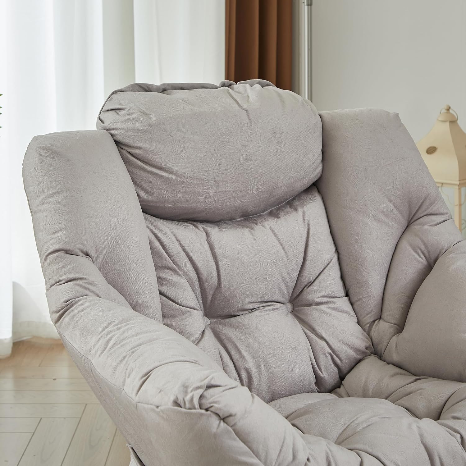 HollyHOME Lazy Chair with Armrest and Side Pocket, Comfy Accent Lounge Chair,Leisure Sofa Armchair for Living Room, Bedroom, Dorm, or Small Spaces, Oversized Reading Sofa Chair,Textured Grey