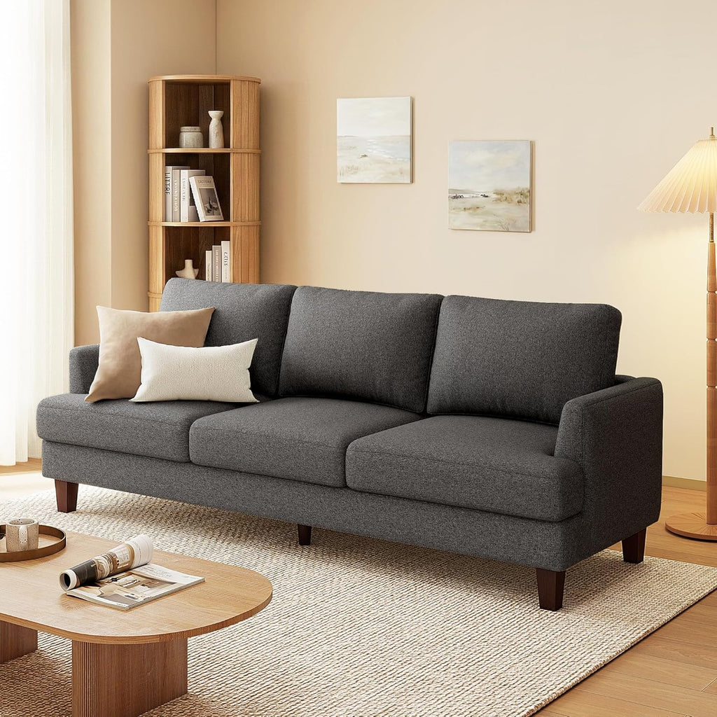 Gericco Mid Century Modern Couches for Living Room, 89' Comfy Couch Sofa with 3-Seater Deep Seats, Upholstered Sofas for Living Room, Office Apartment, Bedroom, Dark Grey