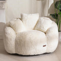 MAXYOYO Bean Bag Chair, Floral Shaped Bean Bag Sofa for Adults, Soft Faux Fur Floor Sofa, Large Stuffed Reading Chair for Living Room, Beige