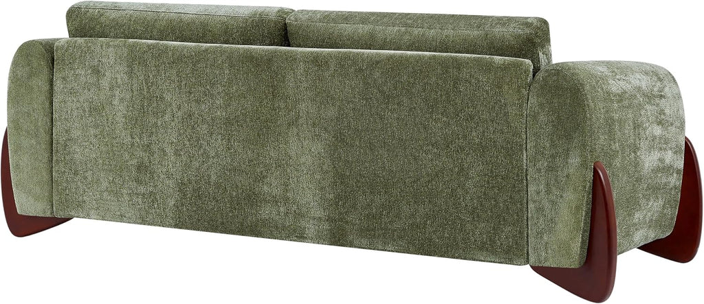Christopher Knight Home Taki 89 Inches Sofa Couch, Cozy Chenille Upholstered 3-Seater Sofa, Wood Frame Couches, Comfy Home Sofa Living Room and Office, Lounge Seating with Armrests, Olive Green