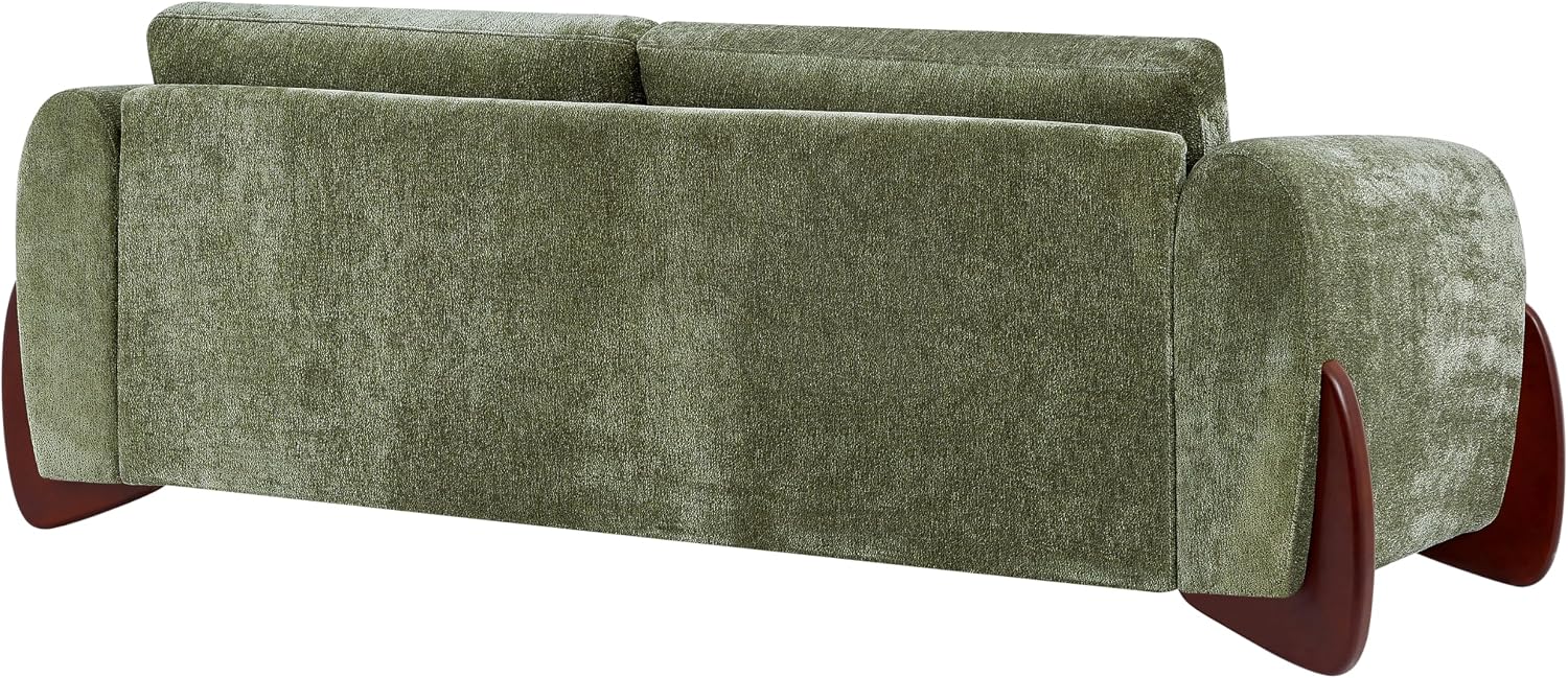 Christopher Knight Home Taki 89 Inches Sofa Couch, Cozy Chenille Upholstered 3-Seater Sofa, Wood Frame Couches, Comfy Home Sofa Living Room and Office, Lounge Seating with Armrests, Olive Green