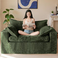 MAXYOYO 59' Bean Bag Sofa Couch, Loveseat Boneless Couch in a Box, Upholstered Small Mini Sofa with Deep Seating for Living Room Bedroom Office Apartment, No Assembly, Dark Green