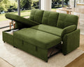 VanAcc Sleeper Sofa, Sofa Bed with Storage Chaise, Convertible Sofa Bed with Pull Out Couch, l Shaped Couch for Living Room, Linen Green