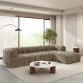 Christopher Knight Home Mania 122' Modular L-Shape Sofa Couch with Chaise Lounge, Modern Sectional Sofa Set for Living Room, Boucle Fabric Upholstered Cloud Couch with Deep Seat, Brown