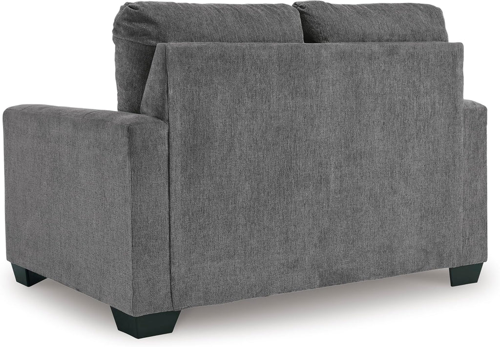 Signature Design by Ashley Rannis Casual 2-in-1 Sofa Sleeper with Folding Gel Memory Foam Mattress, Twin, Gray