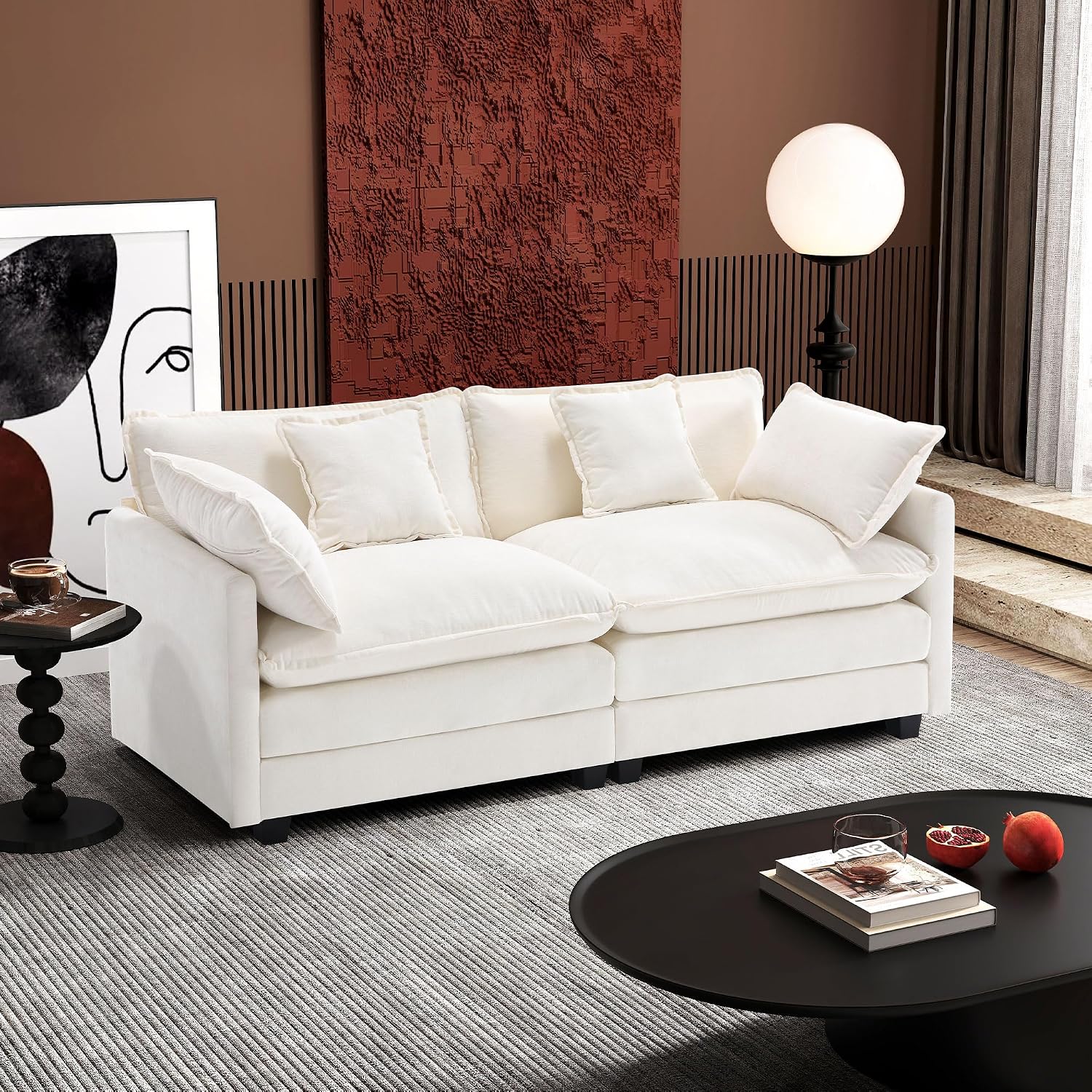 Ihanherry Cloud Sofa 77 Inch Loveseat, Modern Sectional Couch, 2-Seats Sofa for Living Room Bedroom and Apartment, Comfy Double Layer Upholstered Seat Cushion, Breathable Chenille Fabric, Beige