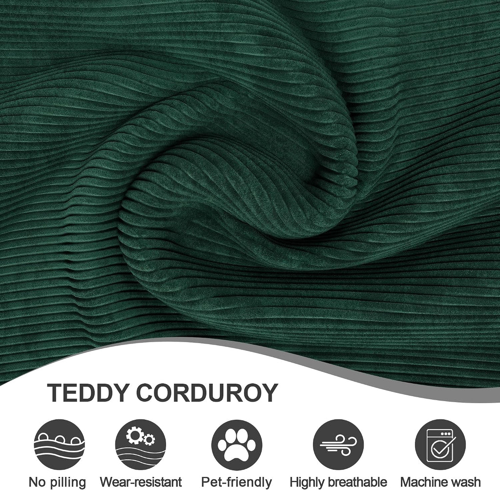 5-in-1 Folding Convertible Sofa Bed, Loveseat Sleeper with Pull-Out Bed, Floor Sofa Modular Futon Couch, 79' Oversized Corduroy Upholstered Boneless Couch for Living Room, Bedroom, Lounge, Green-C