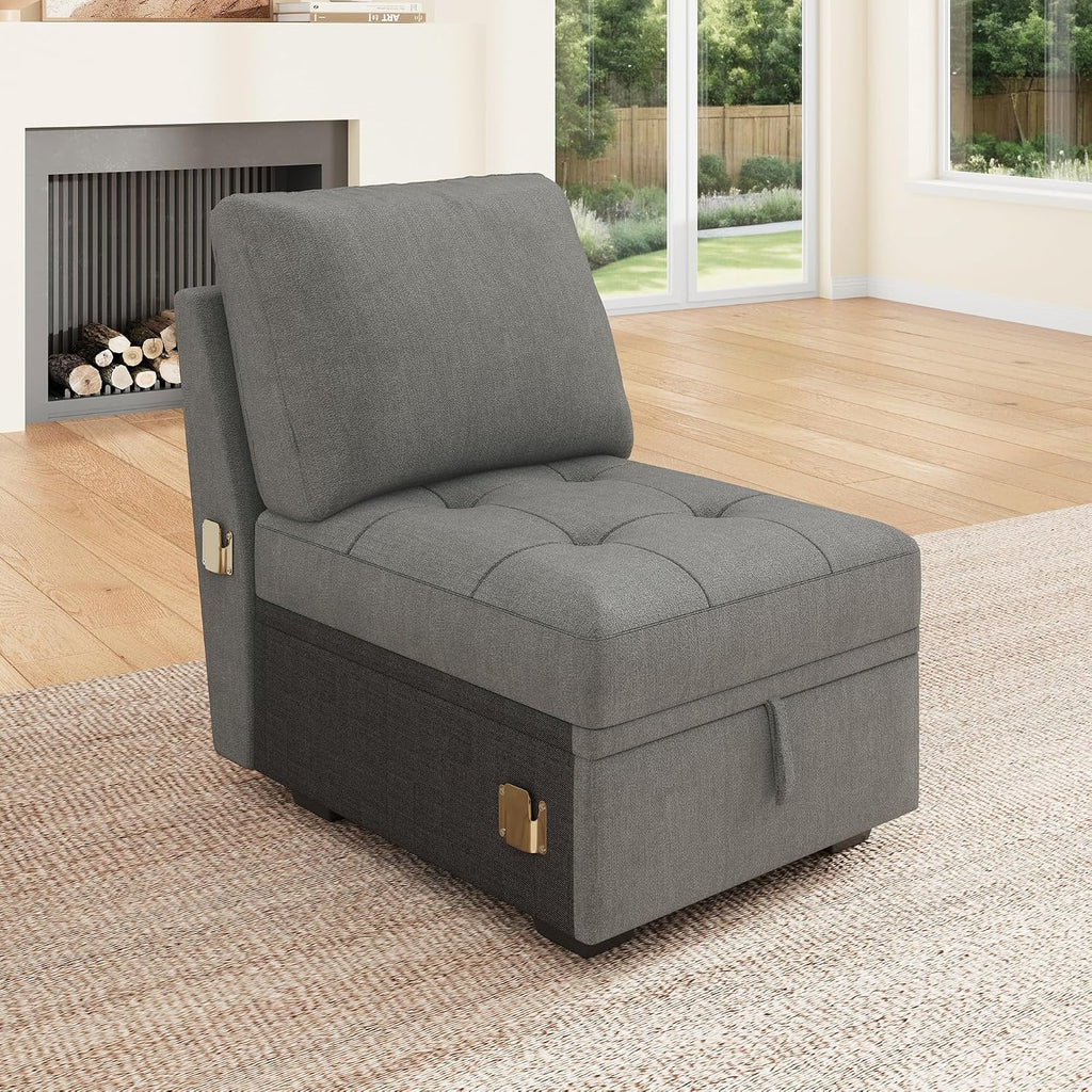 HONBAY Modular Sectional Couch L Shaped Sofa with Storage Seats Sectional Couches for Living Room,Warm Grey