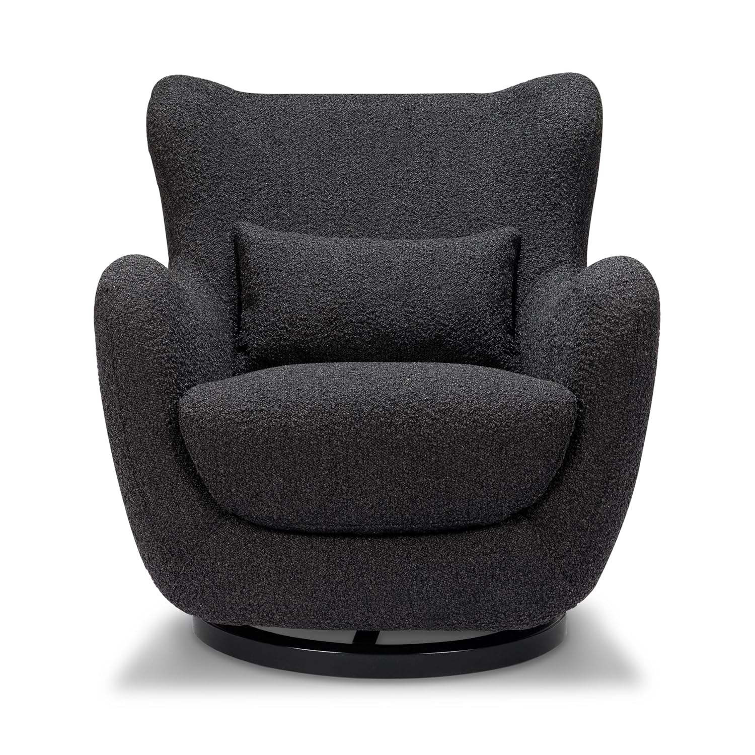 Nursery Works Solstice Swivel Glider in Black Boucle with Black Wood Base, Greenguard Gold Certified and CertiPUR-US® Certified