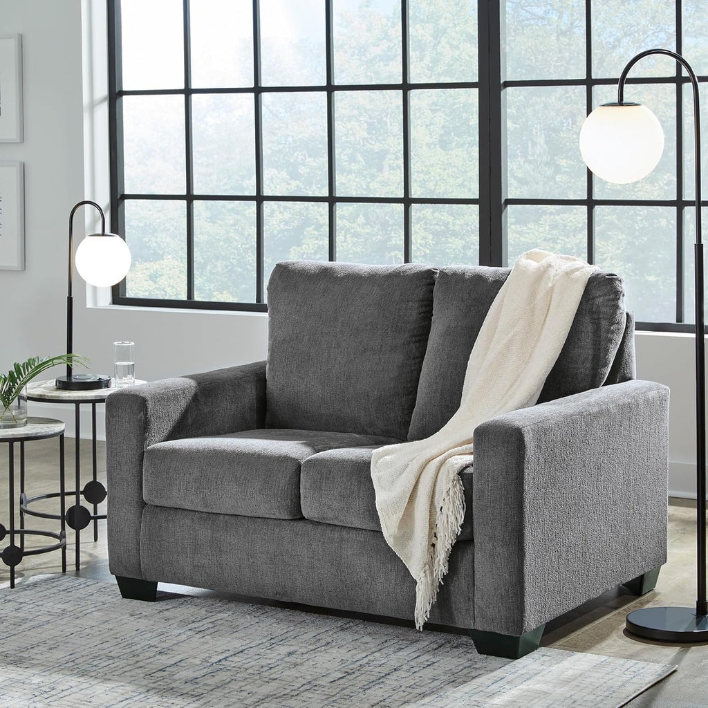 Signature Design by Ashley Rannis Casual 2-in-1 Sofa Sleeper with Folding Gel Memory Foam Mattress, Twin, Gray