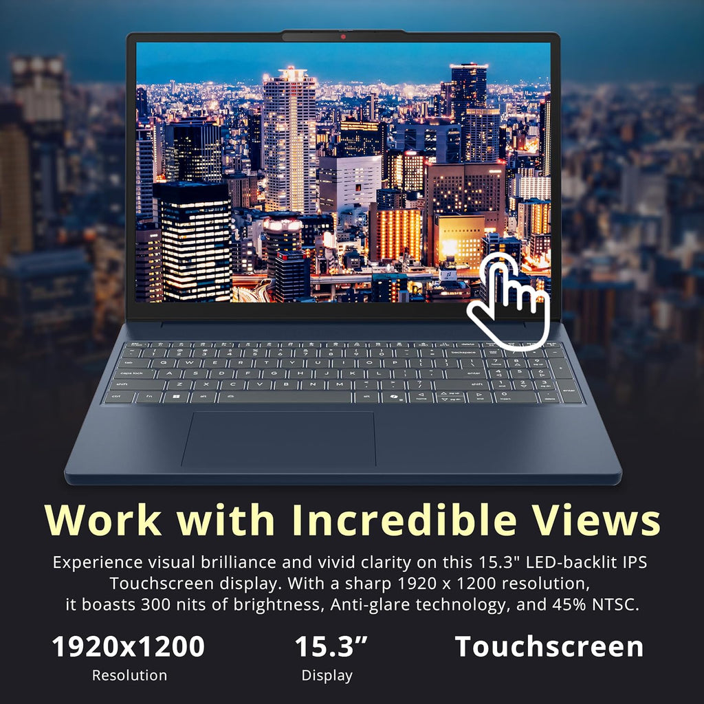 Lenovo IdeaPad Slim 3i 15.3' WUXGA Touchscreen Laptop, Intel Core 5 210H, 16GB DDR5, 672GB Storage(512GB SSD+160GB Docking Station Set), Intel Graphics, Backlit Keyboard, Number Pad, Windows 11, Blue