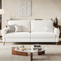 GarveeHome 84 in Sofa Couch, Large Loveseat Sofa with Wide Armrests, Deep Seats & Wood Feet, 3 Seater Modern Boucle Sofa, Comfy Couches for Living Room Bathroom Small Spaces, White