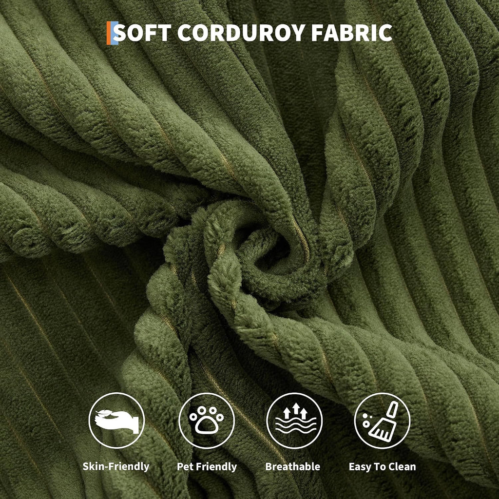 GarveeHome 79' Convertible Sleeper Sofa Bed Couch, 4-in-1 Boneless Corduroy Folding Sofa Bed with Pillow & Fixed-Shape, Floor Mattress Couch Loveseat for Living Room Apartments - No Assembly, Green