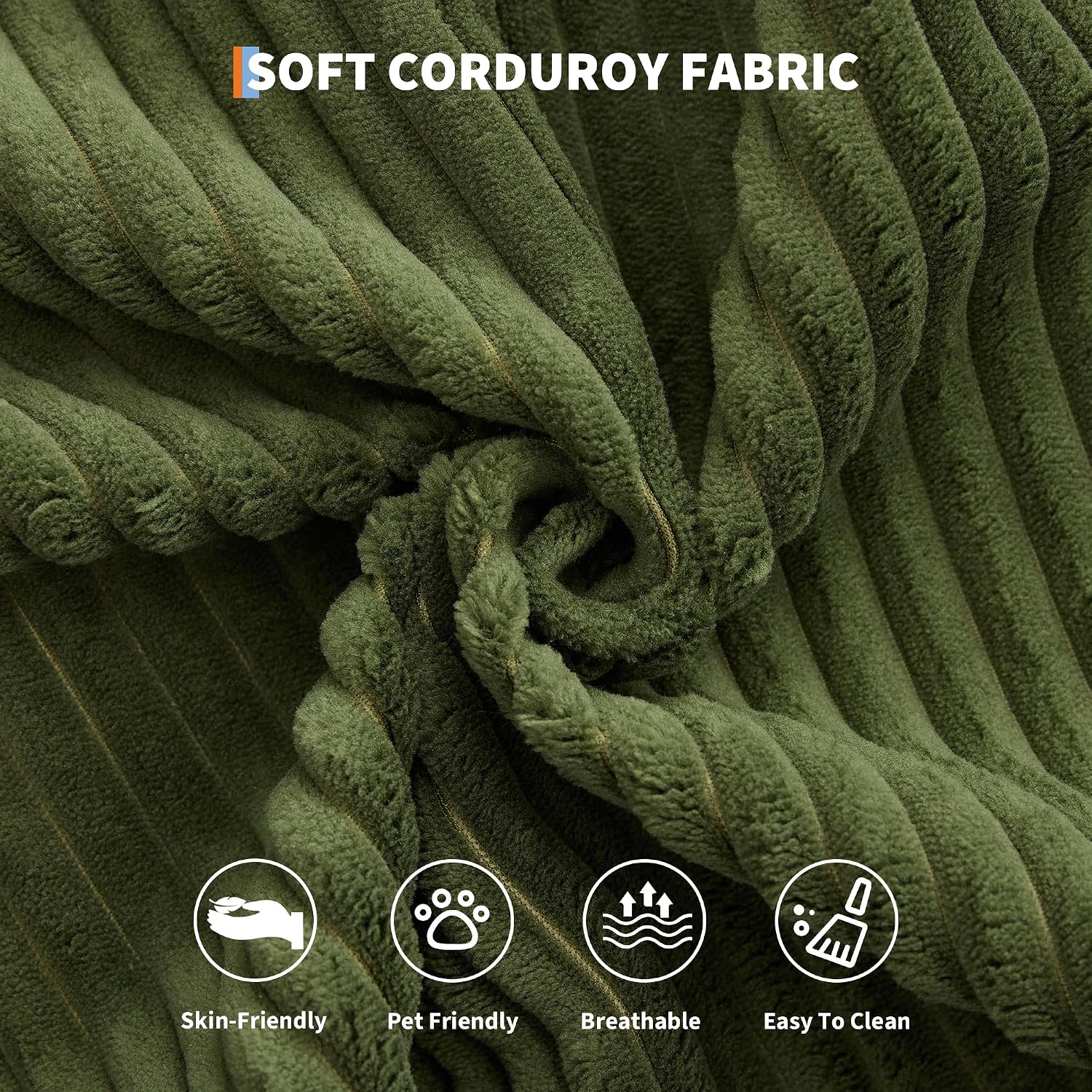 GarveeHome 79' Convertible Sleeper Sofa Bed Couch, 4-in-1 Boneless Corduroy Folding Sofa Bed with Pillow & Fixed-Shape, Floor Mattress Couch Loveseat for Living Room Apartments - No Assembly, Green