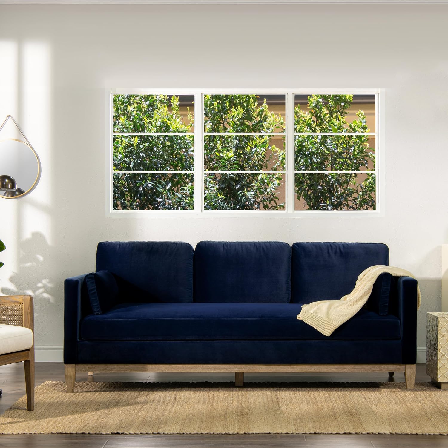 Jennifer Taylor Home Knox 84' Modern Farmhouse Performance Velvet Living Room Sofa Couch