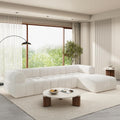 Christopher Knight Home Mania 122' Modular L-Shape Sofa Couch with Chaise Lounge, Modern Sectional Sofa Set for Living Room, Boucle Fabric Upholstered Cloud Couch with Deep Seat, Milky White