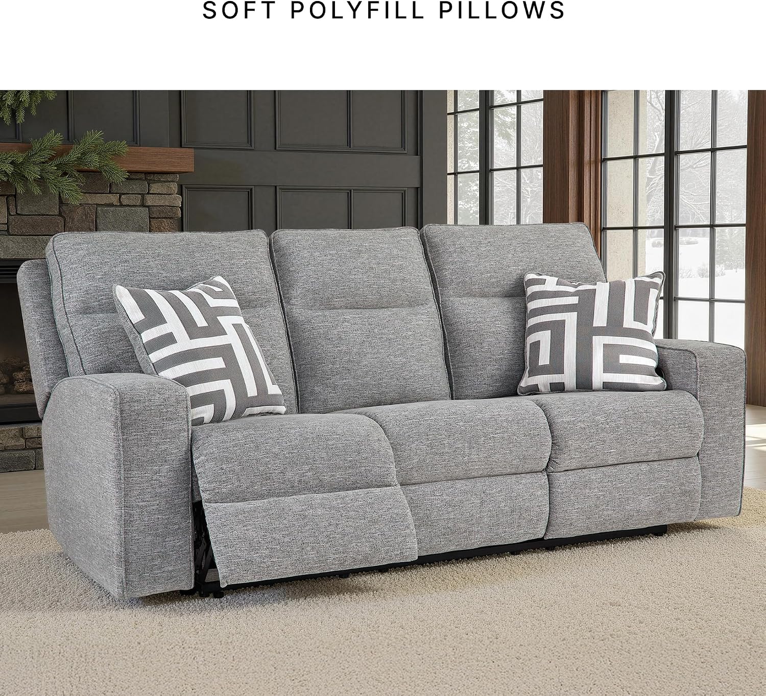 Signature Design by Ashley Biscoe Power Reclining Sofa, Easy View Headrest & Zero-Gravity Recline, Next-Gen Nuvella Polyester, Extended Ottoman, 88' Living Room Seating