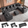 MONVANE Modular Sectional Sofa, Oversized 10 Seat Convertible U Shaped Couch with Ottoman, Comfy Chenille Cloud Couch with Deep Seat, Sectional Couches for Living Room, No Assembly Required, Grey