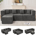 MONVANE 103'' Modular Sectional Sofa, Comfy Chenille Cloud Couch with Ottoman, Modern Convertible L Shaped Couch with Deep Seat, Sectional Couches for Living Room, Bedroom and Apartment, Grey