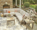 Signature Design by Ashley Clare View Left-Arm Facing Contemporary 4-Piece Outdoor Sectional with Cushion and 6 Throw Pillows, Beige