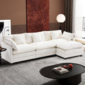 Ihanherry 111.4' L Shaped Modern Sofa Modular Sectional Cloud Couch with Ottoman, 4-Seat Chenille Deep Seat Sofa with Pillow for Living Room, Bedroom and Apartment, Beige