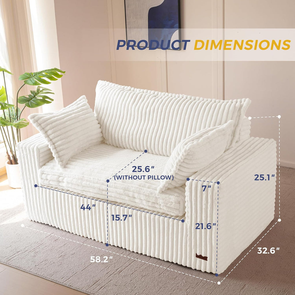 MAXYOYO Bean Bag Sofa Couch, Loveseat Boneless Couch in a Box, Upholstered Small Mini Sofa for Living Room Bedroom Apartment, No Assembly, Beige