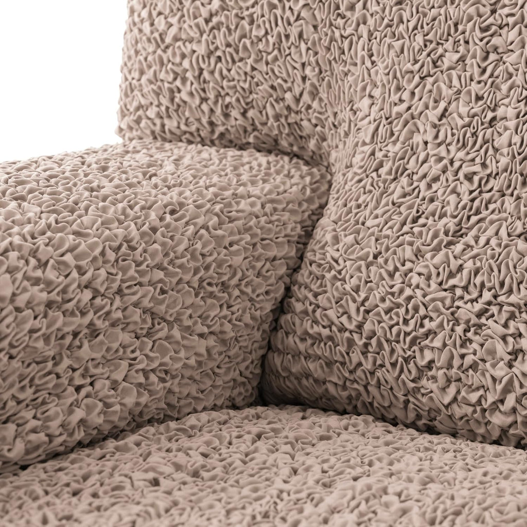 PAULATO BY GA.I.CO. Sofa Slipcover - Stretch Couch Cover - Stylish Cushion Sofa Cover - Soft Polyester Fabric Slip Cover - 1-Piece Form Fit Washable Protector for Pet - Microfibra - Blush Taupe