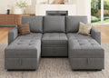 HONBAY Modular Sectional Couch U Shaped Sofa with Storage Seats Sectional Couches for Living Room,Grey