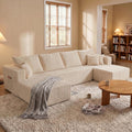 133' Modular Sectional Sleeper Sofa, Modern Cloud Sectional Sofa Couch with Ottoman and Storage, U Shape Boneless Couches for Living Room, Free Combination, No Assembly Required,Beige