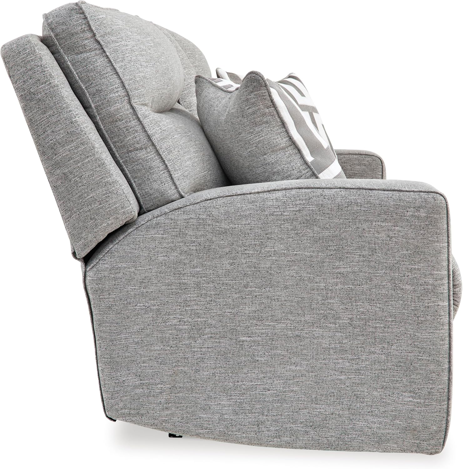 Signature Design by Ashley Biscoe Casual UV Resistant Power Reclining Loveseat with Console, Adjustable Headrest and USB Ports, Light Gray
