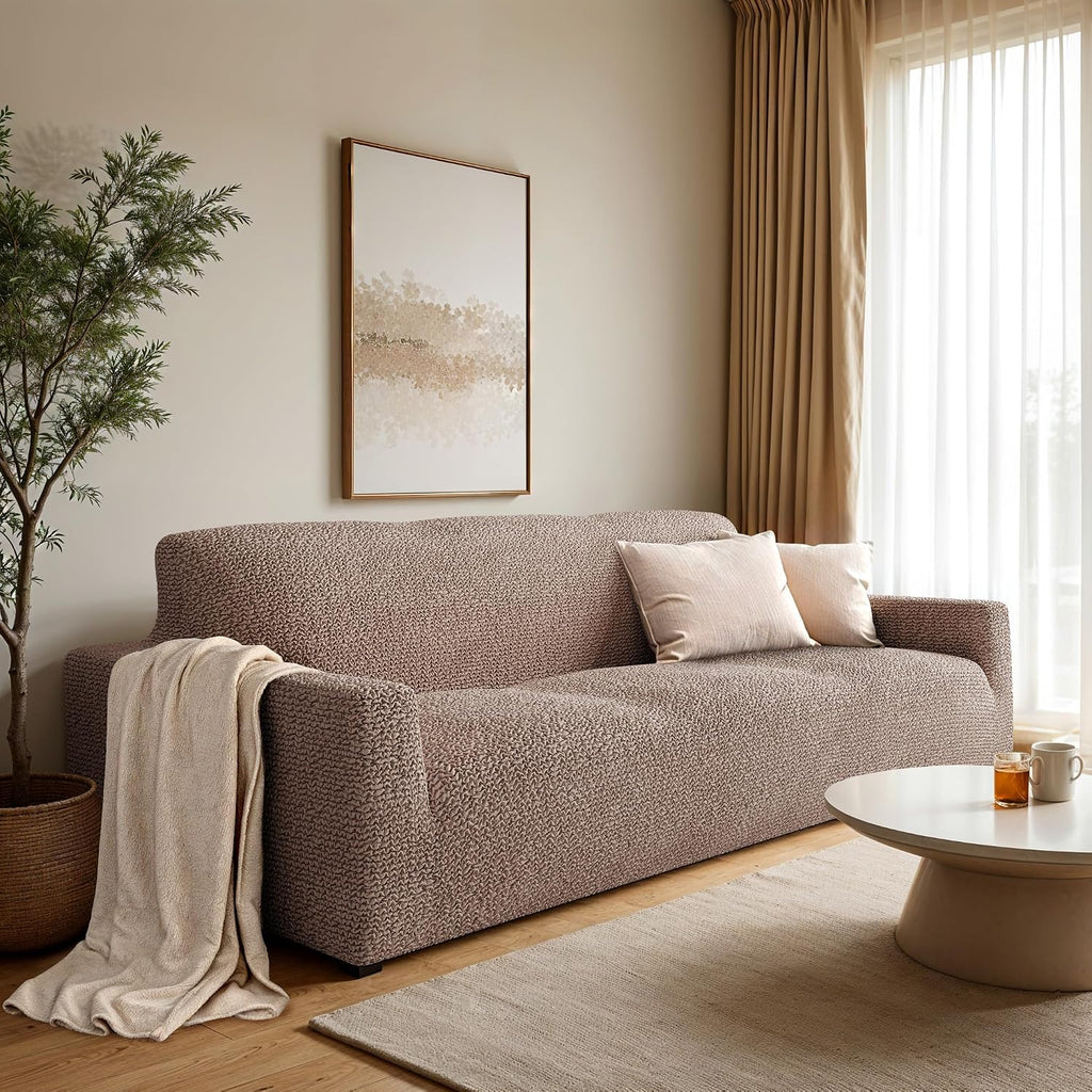 PAULATO BY GA.I.CO Sofa Slipcover - Stretch Couch Cover - Stylish Cushion Sofa Cover - Soft Polyester Fabric Slip Cover - 1-Piece Form Fit Washable Protector for Pet - Microfibra Collection - Marsala