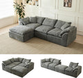 109' Modern Cloud Couches for Living Room, Deep Seat Convertible L-Shape Boneless Couch, Oversized Comfy 3-Seater Couch Chenille Fabric Compression Sofa Bed Modular Sectional Sofa,(Dark Grey)