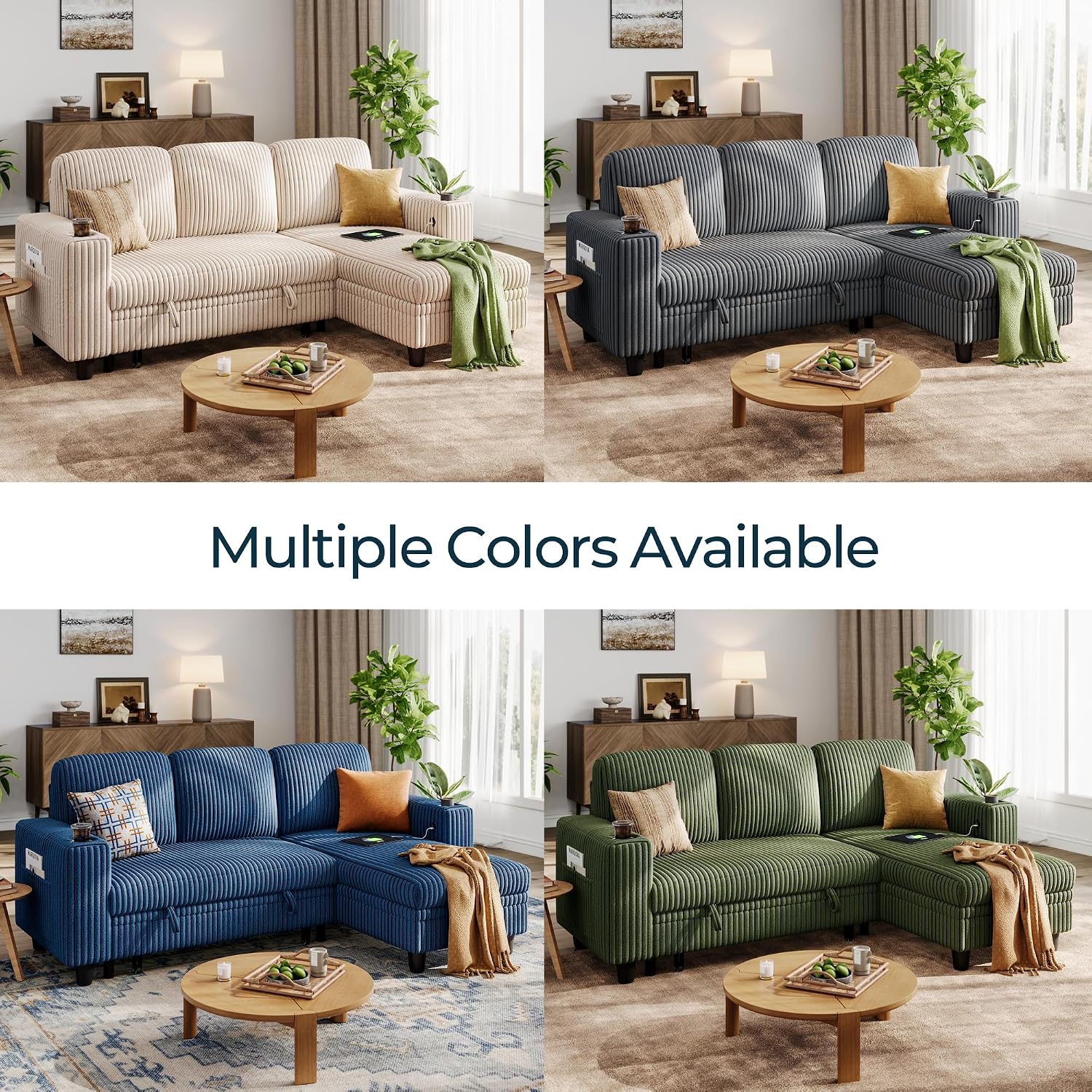 LINSY HOME Sectional Sleeper Sofa Only Corner (Green)