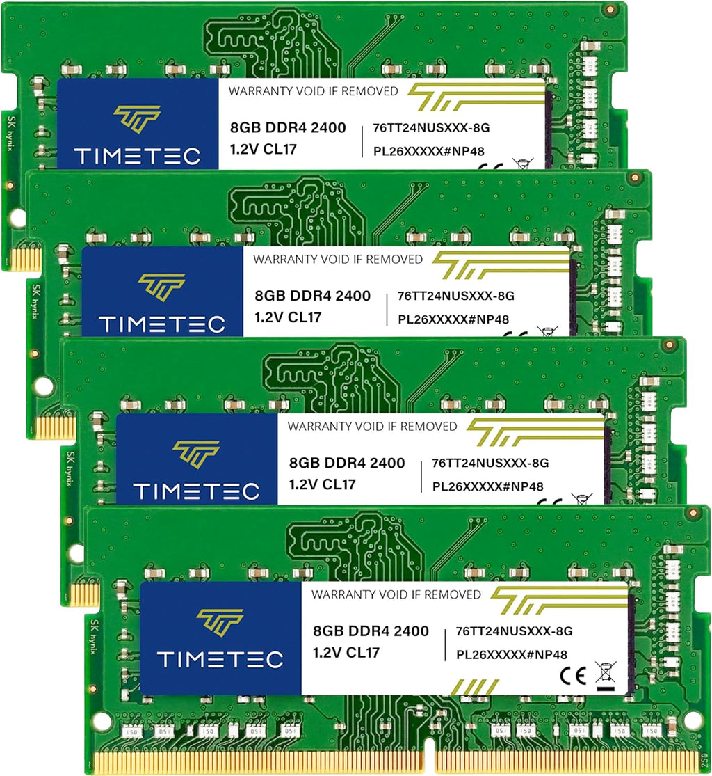 Timetec 32GB KIT (4x8GB) DDR4 2400MHz (PC4-2400T) PC4-19200 SODIMM Laptop RAM – 260-Pin 1.2V CL17 Non-ECC Unbuffered Memory Module for Laptop, Notebook, Mini PC, All-in-One