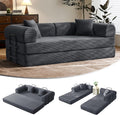 79' Convertible Sofa Bed with Fixed-Shape Frame & Removable Armrests, Modular Corduroy Sleeper Sofa, Folding Mattress Couch for Small Spaces - No Assembly Needed in Dark Gray (Includes 2 Pillows)