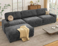 Vipbear 120' Oversized Modular Sectional Sofa, L Shaped Couch Set with 2 Pillows, 4 Seat Comfy Cloud Couches with Movable Ottoman for Living Room, Bedroom and Apartment, Chenille Dark Grey