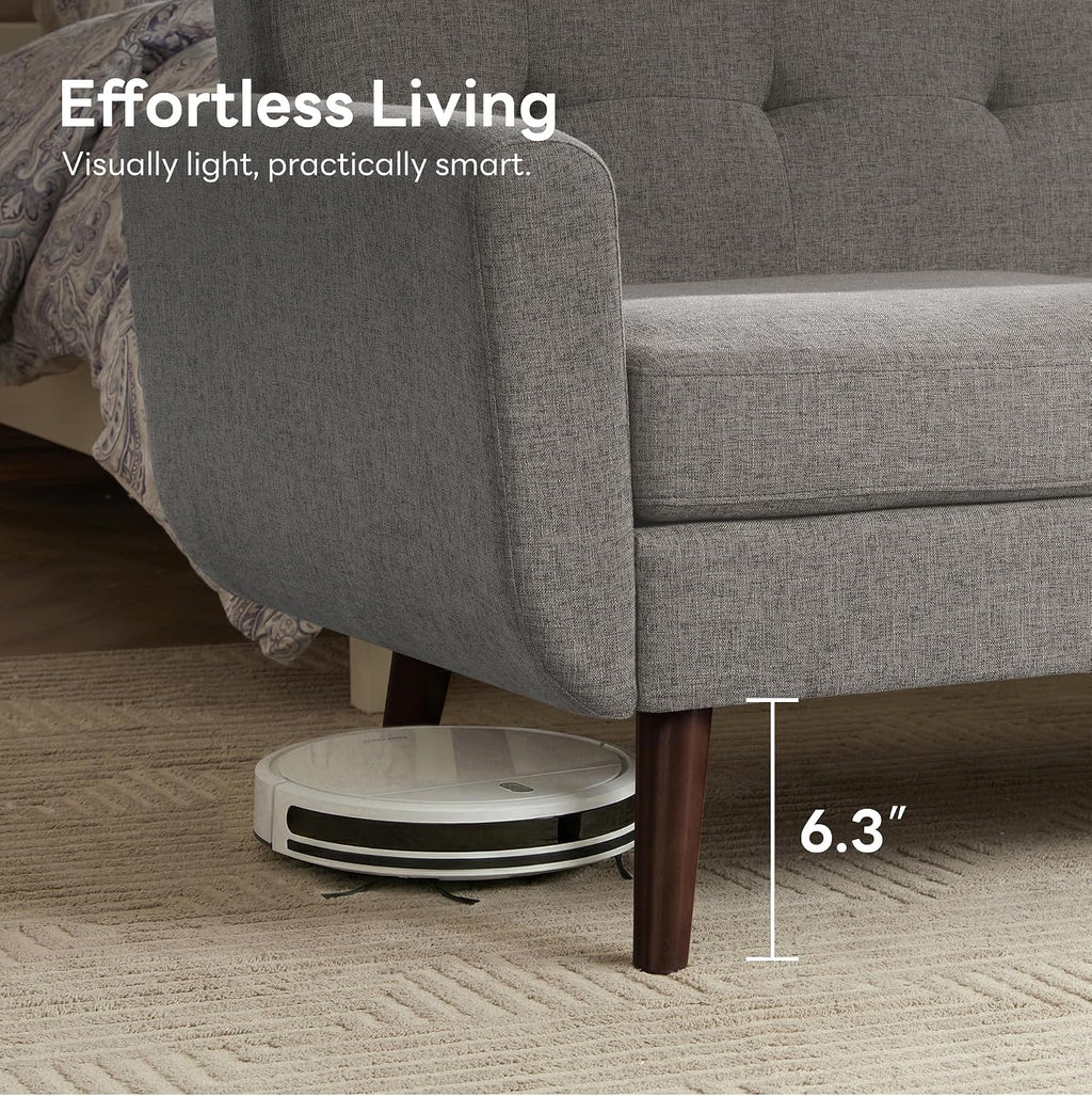 Tbfit 65' W Loveseat Sofa, Mid Century Modern Love Seat Couches for Living Room, Button Tufted Upholstered Small Couch for Bedroom, Solid and Easy to Install Love Seats Furniture, Ash-Colored