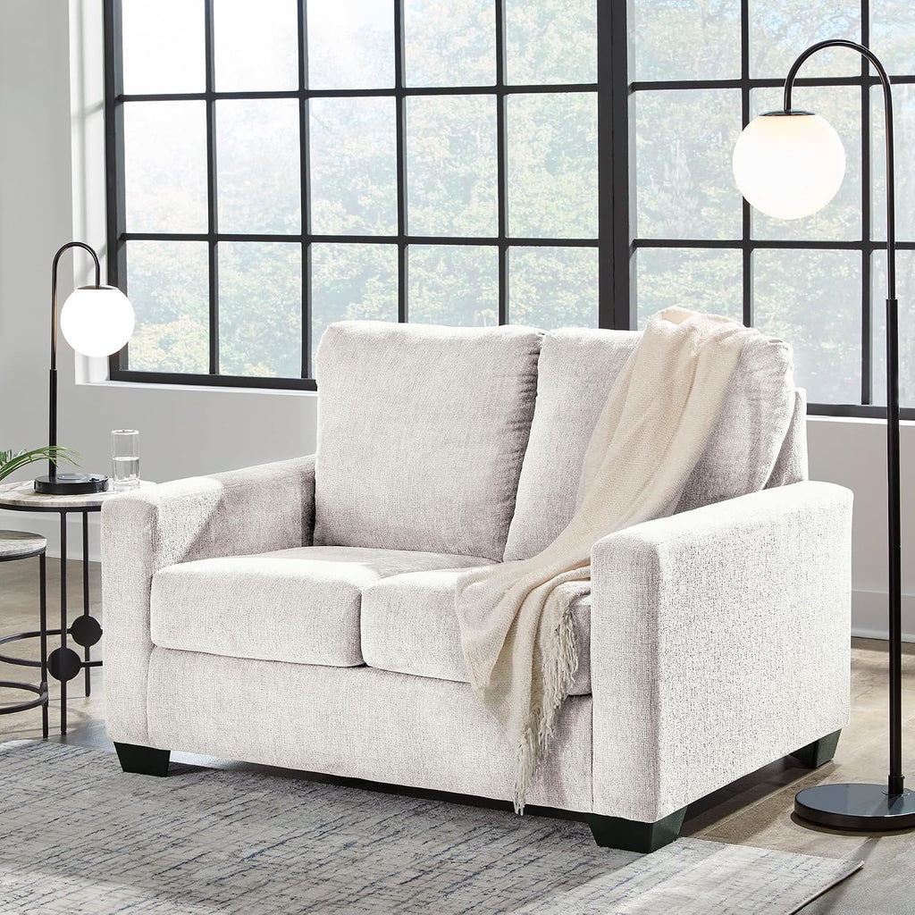 Signature Design by Ashley Rannis Coastal 2-in-1 Sofa Sleeper with Folding Gel Memory Foam Mattress, Twin, White