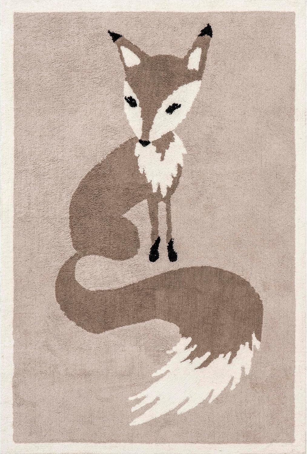 nuLOOM Nola Fox Machine Washable Kids Area Rug, 4x6, Ivory