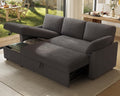 AMERLIFE Sofa Bed, Sleeper Sofa- 2 in 1 Pull Out Couch Bed with Storage Chaise for Living Room, Guest Room, Boucle Dark Grey